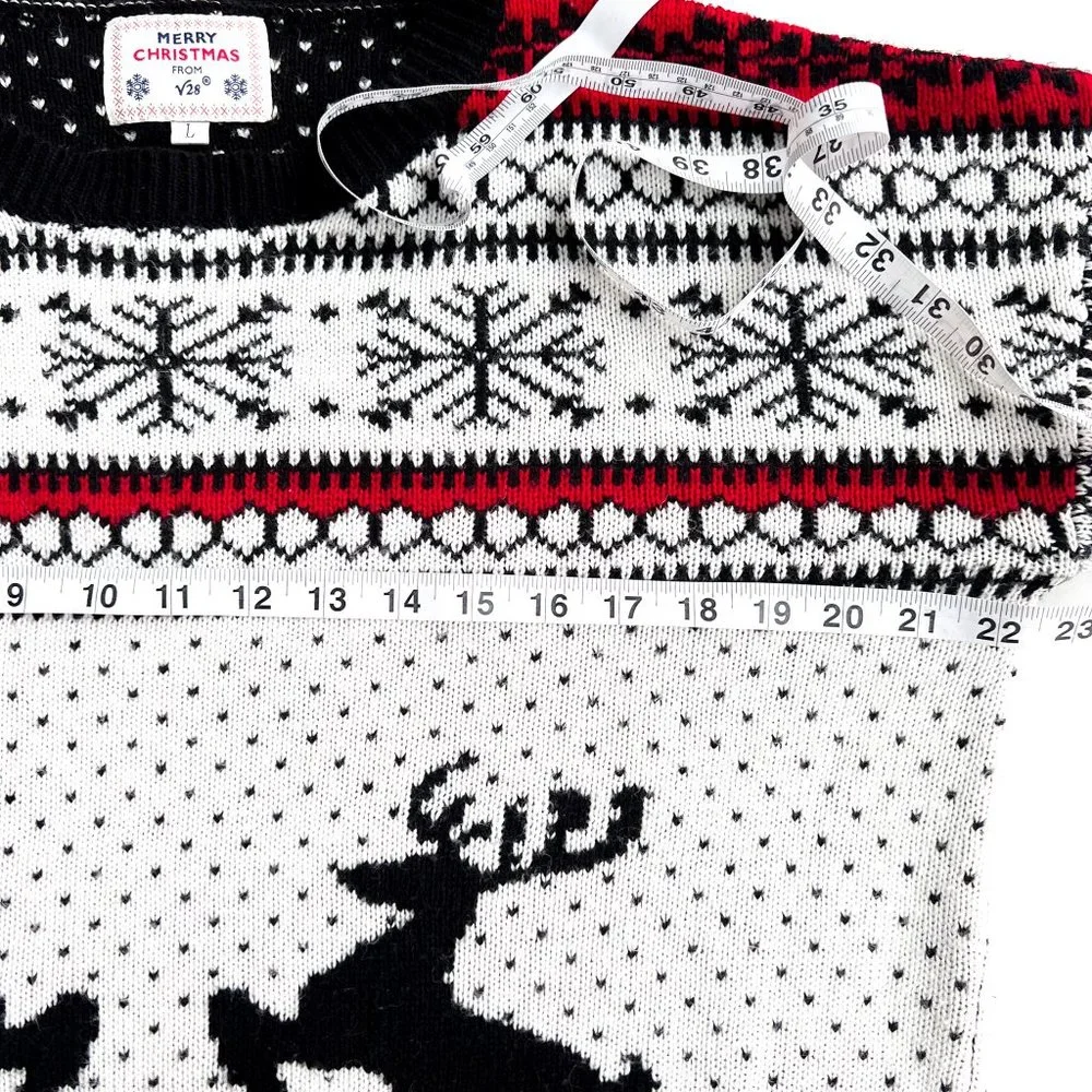 vintage christmas reindeer snowflake sweater L - Picture 4 of 4